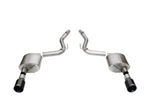 Ford Mustang Performance Exhaust - Dual Rear Exit - CORSA Performance - Axle-Back Sport with 4.5in Straight Cut Black PVD Tips - Black - `24-`27 Ford Mustang Performance Exhaust - Dual Rear Exit - CORSA Performance - Axle-Back Sport with 4.5in Straight Cut Black PVD Tips - Black - `24-`27